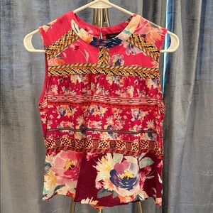 Anthropologie Vineet Bahl Floral Sleeveless Top - Red Multi